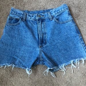 Jean shorts but longer on the thought then normal